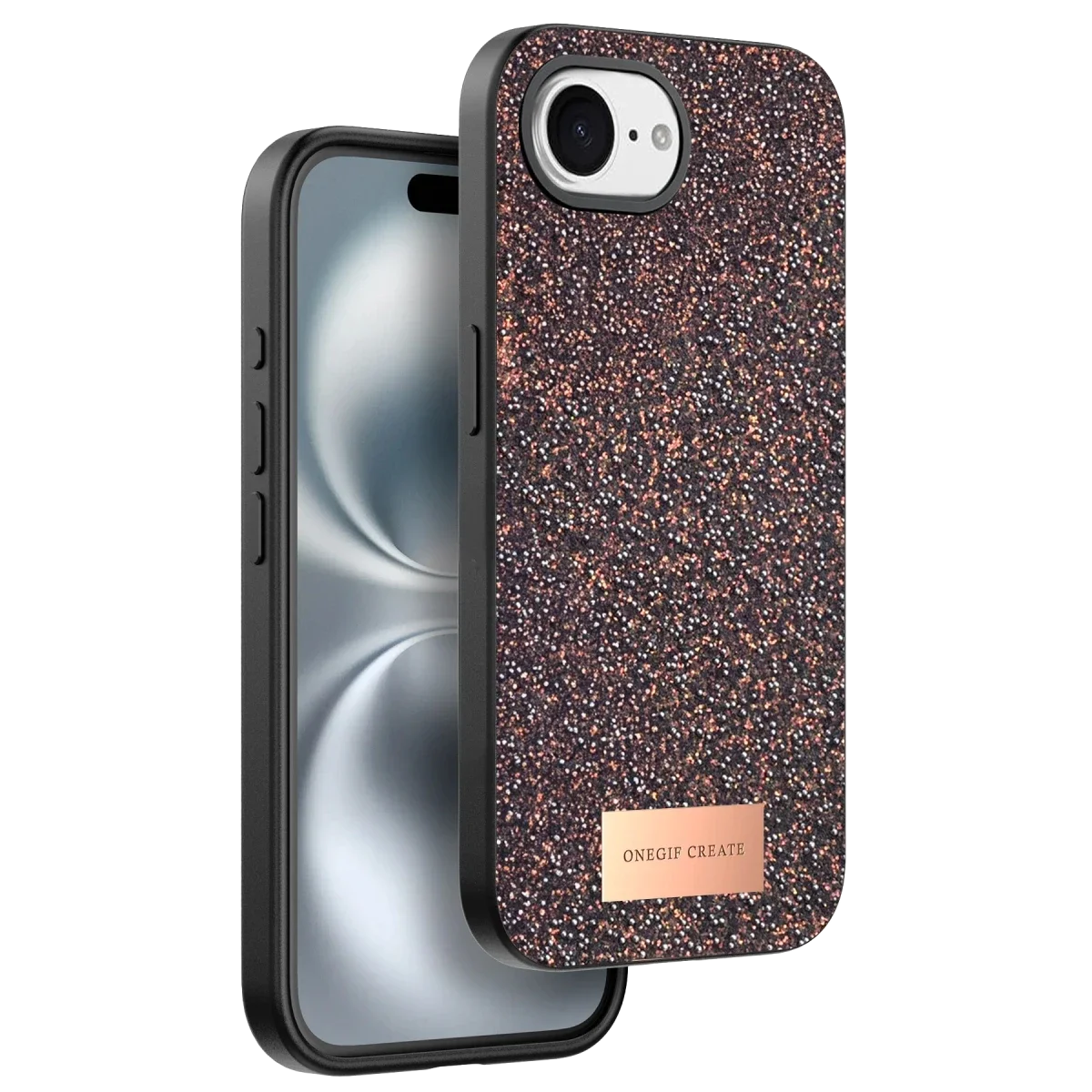 Onegif Apple iPhone 16E Bright Simli Kapak - Derin Mor