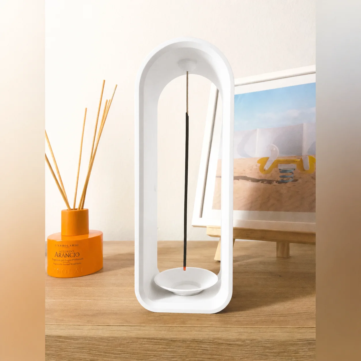 3D Baskı The Shrine Tütsülük - Modern Kemer Formlu Tütsü Tutucu-Beyaz görsel 3
