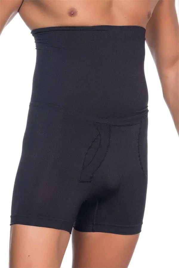 Siyah Seamless Toparlayıcı Erkek Yüksek Bel Double Boxer Korse görsel 3