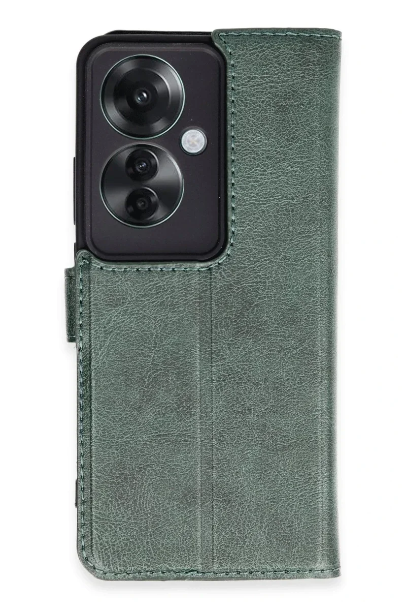 Oppo Reno 11F Kılıf Trend S Plus Kapaklı Kılıf - Yeşil