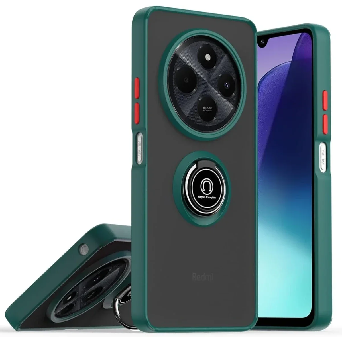 Realme C75 4G Kılıf Montreal Yüzüklü Silikon Kapak - Yeşil