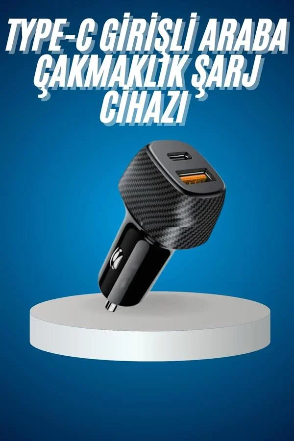 Araç İçi Hızlı Şarj Soketi 38W Oto Çakmaklık Type-C Araba Çakmaklık görsel 2