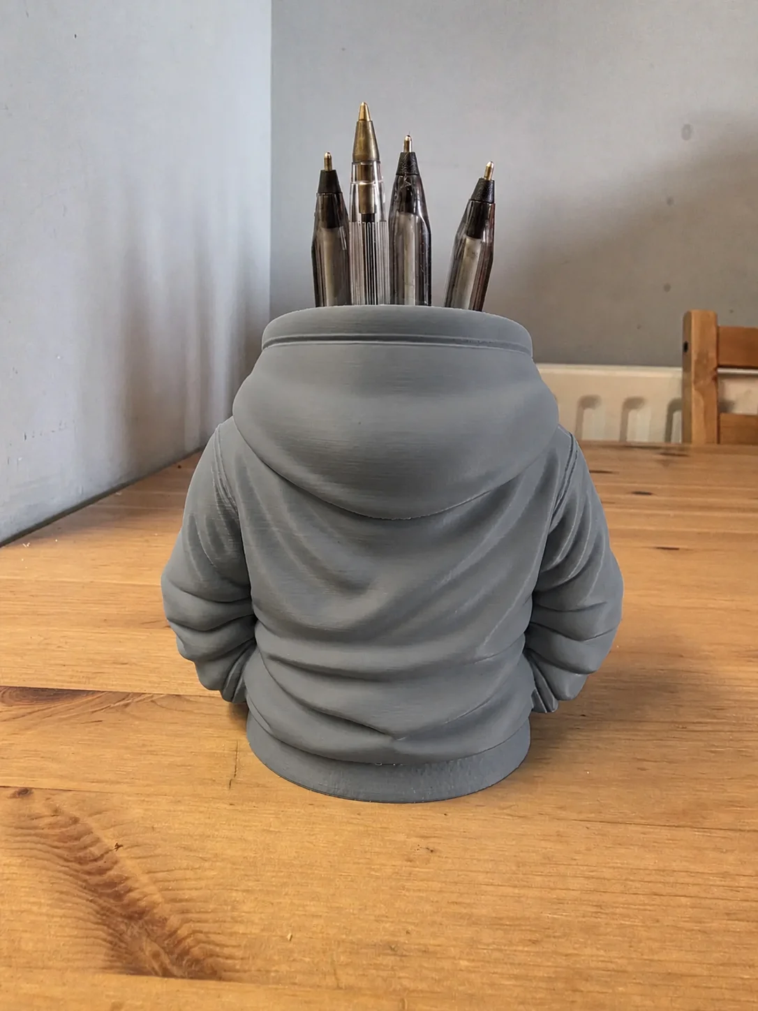 3D Baskı Kapüşonlu Sweatshirt Kalemlik - Masaüstü Organizer-Gri görsel 2
