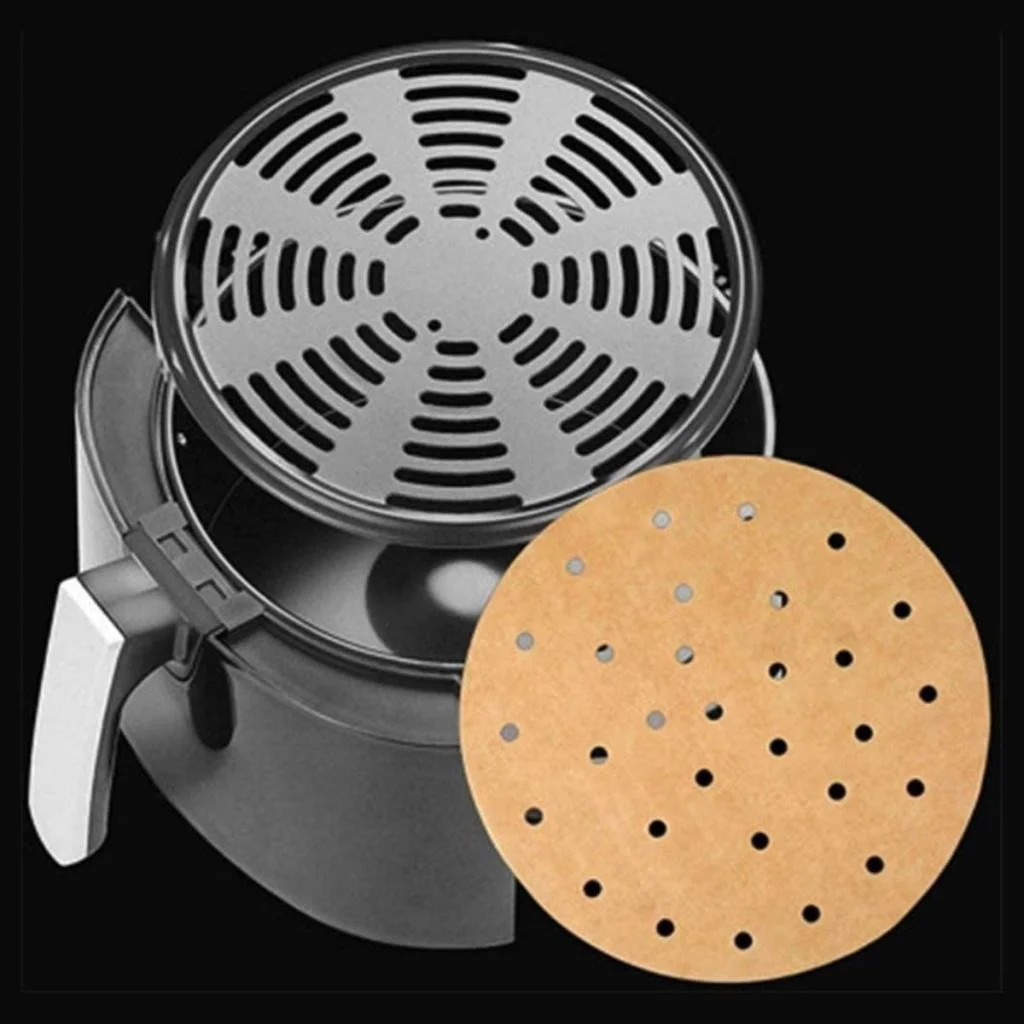 100 Adet Air Fryer Pişirme Kağıdı Tek Kullanımlık Hava Fritözü Yuvarlak Delikli Model görsel 3