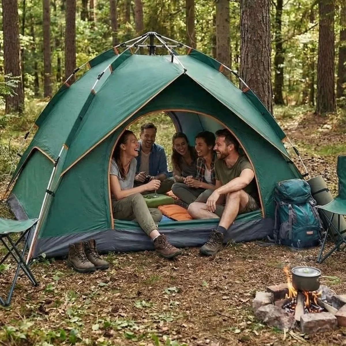 6 Kişilik Otomatik Kamp Çadırı – Çift Katmanlı, Suya Dayanıklı, Hızlı Kurulum Outdoor Aile ve Doğa Çadırı 200x250x150 cm görsel 4
