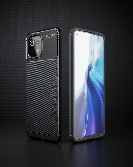 Xiaomi Mi 11 Lite Kılıf Auto Focus Karbon Kapak - Siyah