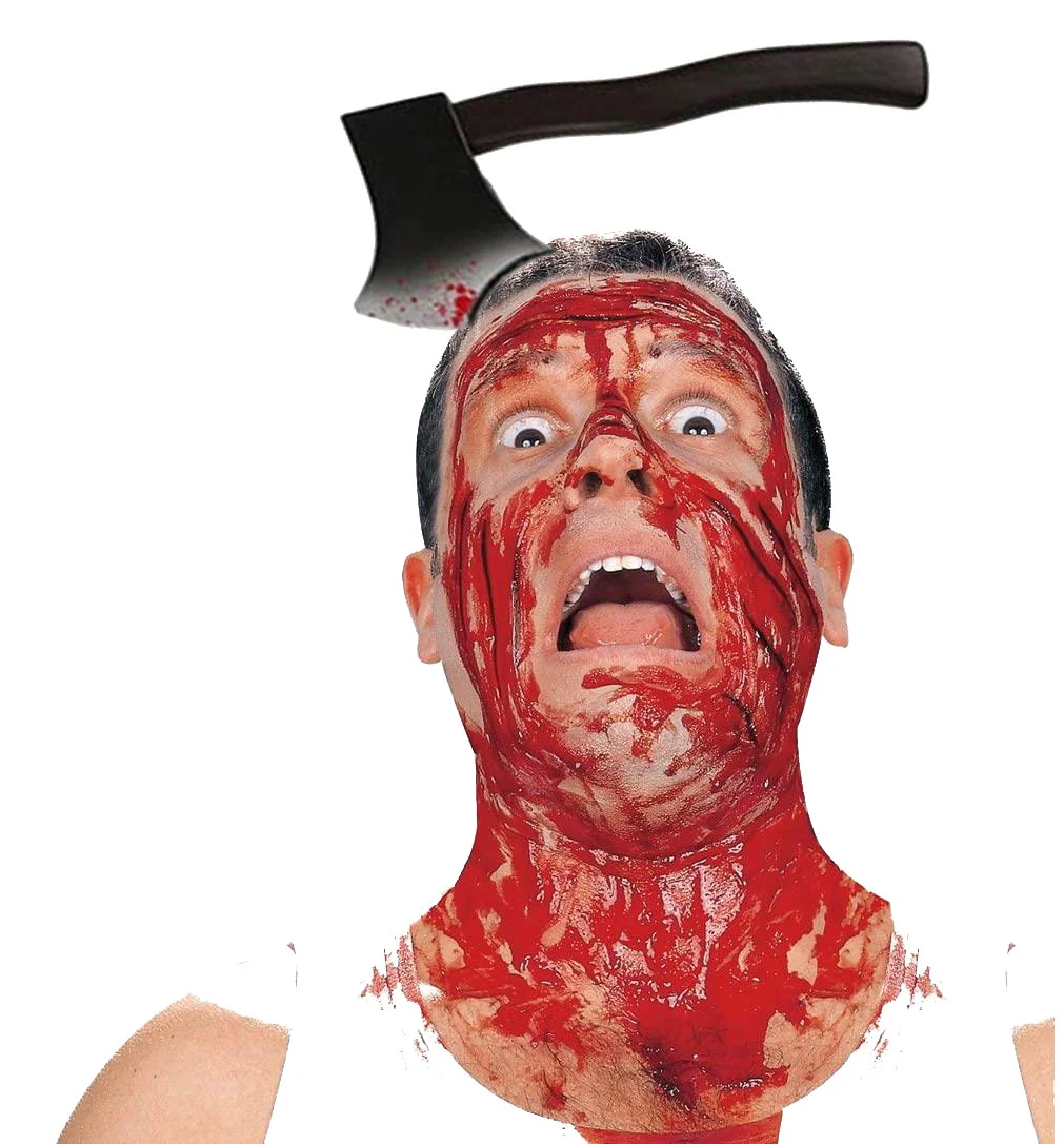 Kafaya Saplanmış Halloween Kanlı Balta Şaka Tacı görsel 2