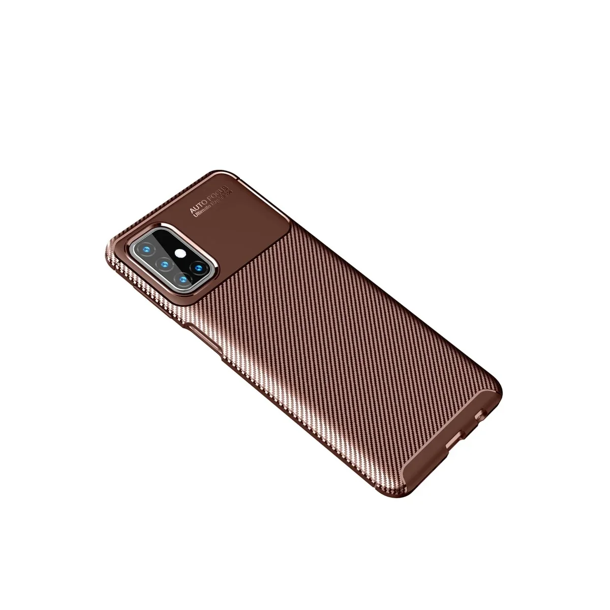 Samsung Galaxy M31S Kılıf Auto Focus Karbon Kapak - Kahverengi görsel 2