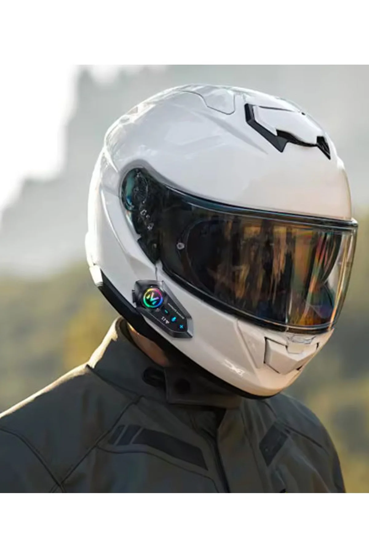 Y12 Motor Kask Kulaklık RGB Modlu Radyolu Motosiklet Kulaklık 5.3 Bluetooth Intercom görsel 6