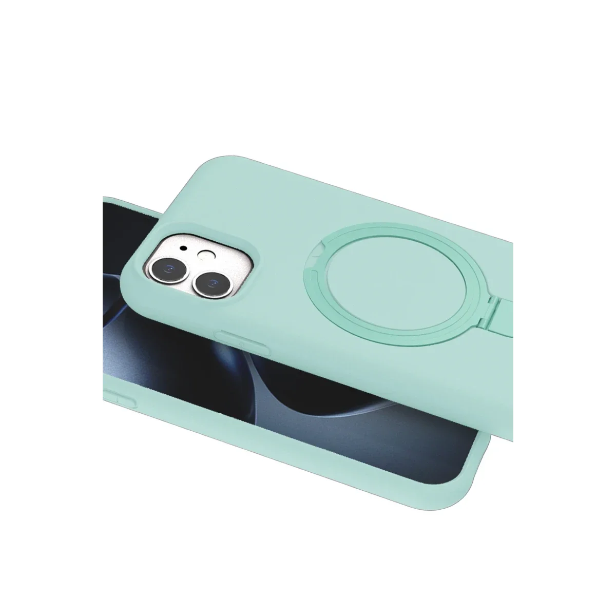 Apple iPhone 11 Regal Magsafe Standlı Kapak - Su Yeşili görsel 4