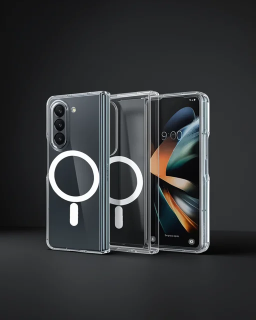 Samsung Galaxy Z Fold 5 Kılıf Magneticsafe Şeffaf Silikon - Şeffaf