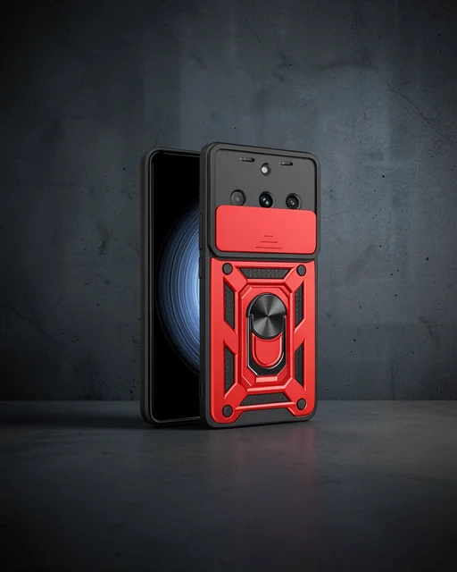 Realme 11 Pro Kılıf Pars Lens Yüzüklü Silikon - Kırmızı