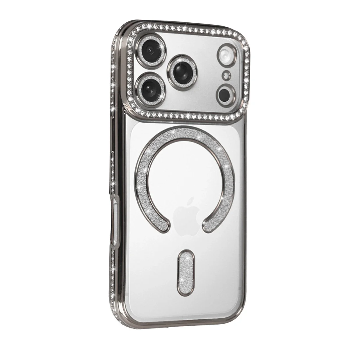 Apple İphone 17 Pro Max Joke Simli Magneticsafe Kılıf - Gümüş görsel 2
