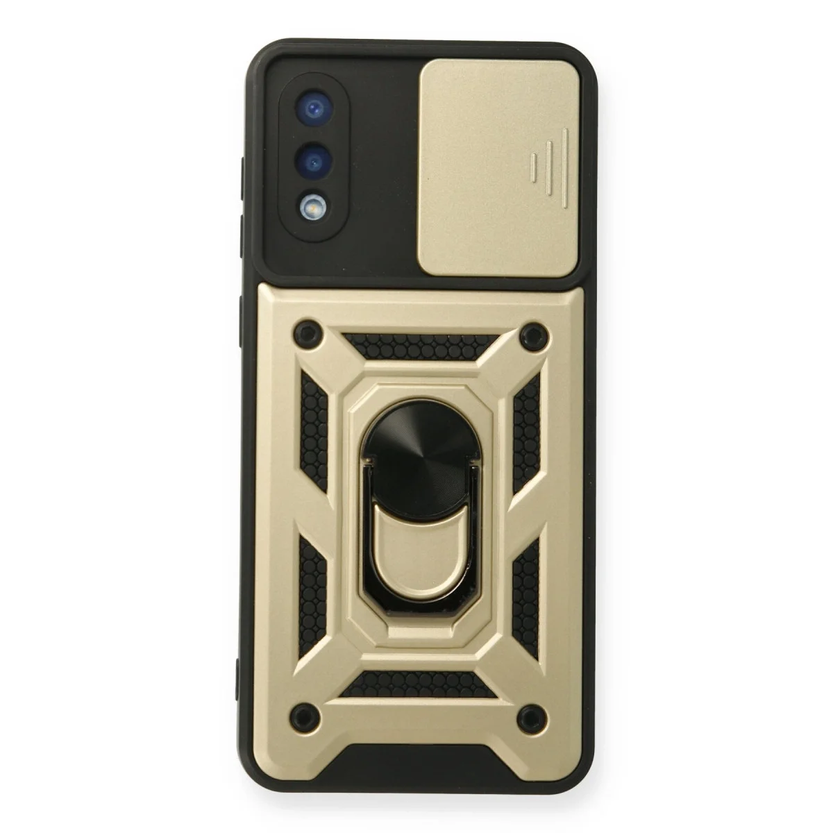 Samsung Galaxy A02 Kılıf Pars Lens Yüzüklü Silikon - Gold