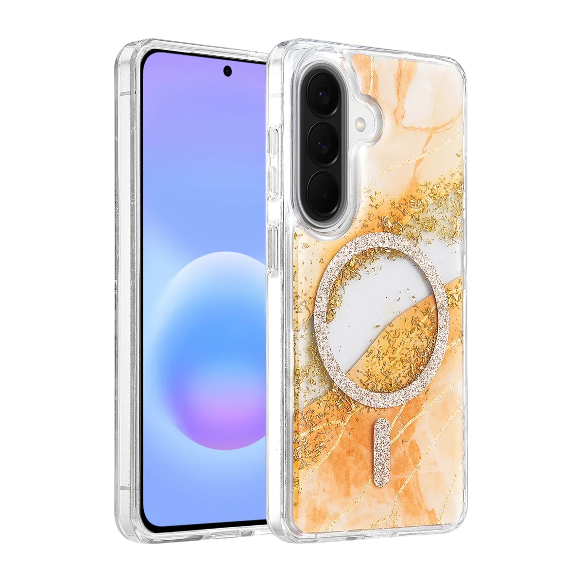 Onegif Samsung Galaxy A57 5g Lotus Simli Magsafe Kapak - Turuncu