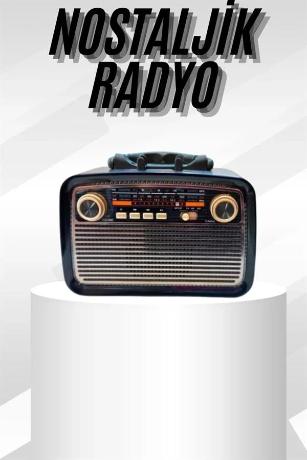 Müzik Kutusu Bluetooth Bağlantılı El Fenerli Nostaljik Tasarım Radyo görsel 2