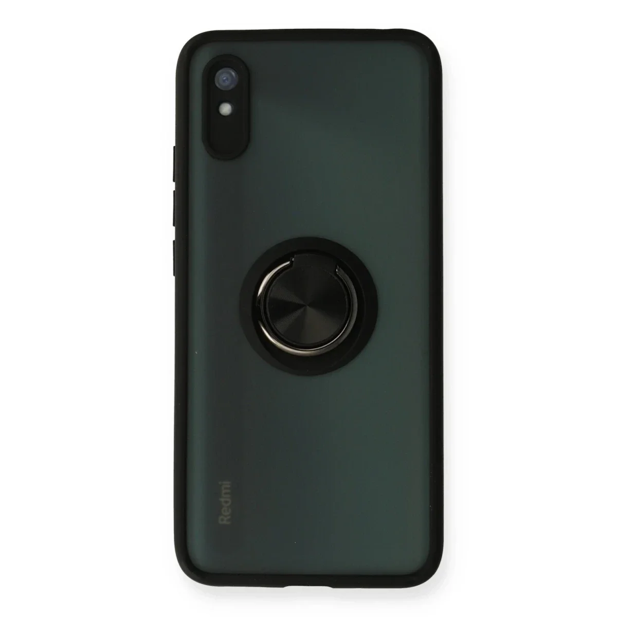 Xiaomi Redmi 9A Kılıf Montreal Yüzüklü Silikon Kapak - Siyah