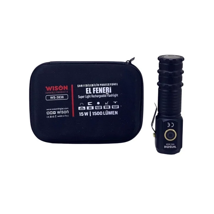 WS-3838 1500 Lümen Mıknatıslı USB Şarjlı El Feneri görsel 2