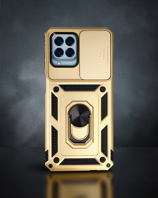 Samsung Galaxy M33 Kılıf Pars Lens Yüzüklü Silikon - Gold