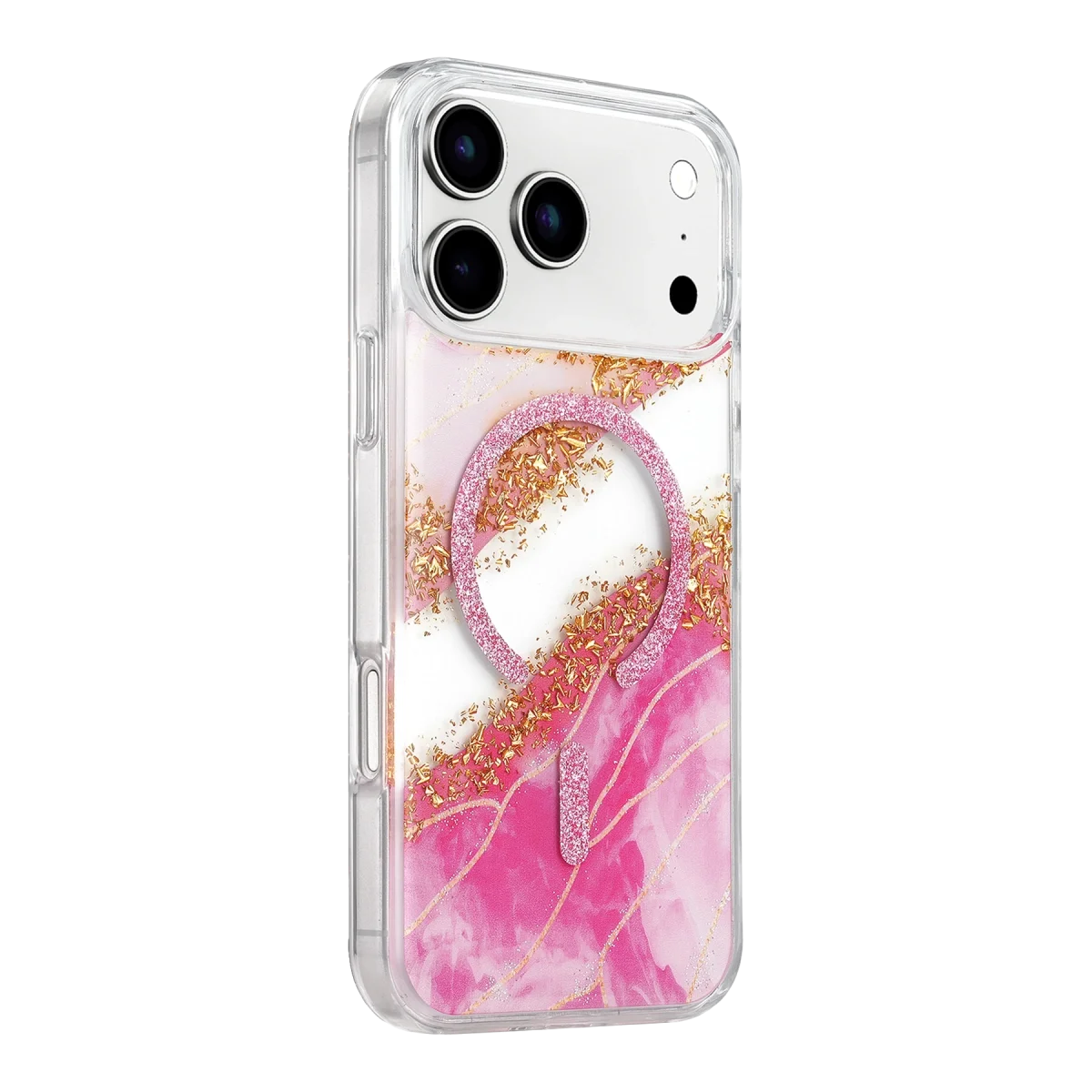 Onegif Apple İphone 17 Pro Lotus Simli Magsafe Kapak - Pembe görsel 2