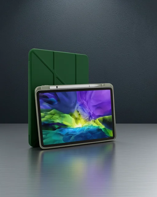 Apple İpad Pro 11 (2024) Kılıf Kalemlikli Mars Tablet Kılıfı - Açık Yeşil