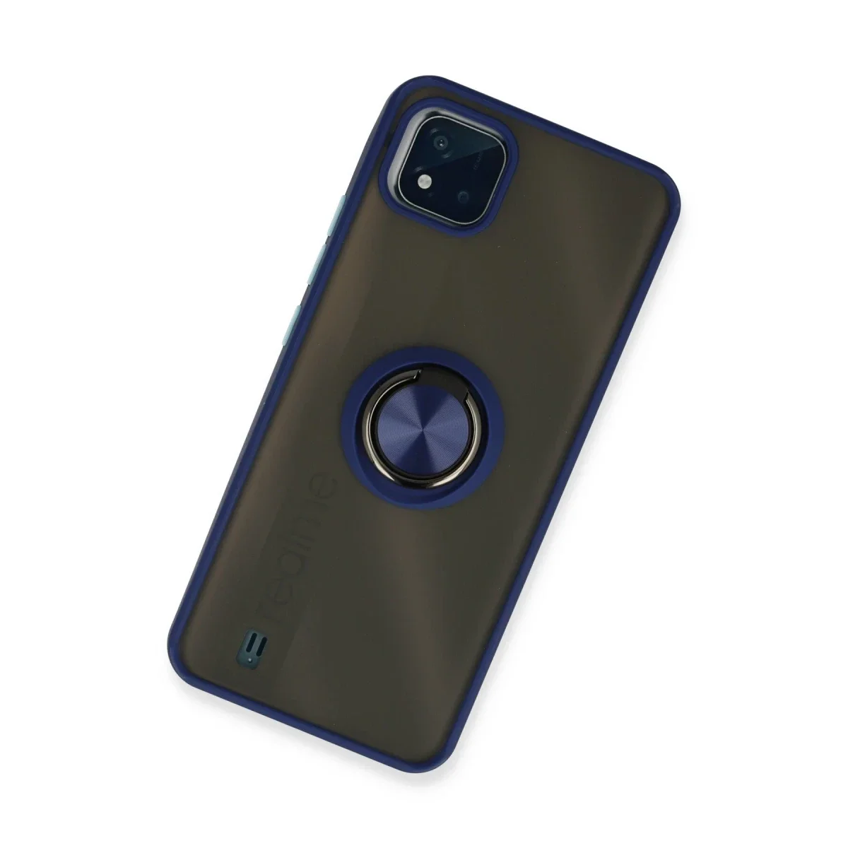 Realme C11 2021 Kılıf Montreal Yüzüklü Silikon Kapak - Lacivert görsel 2