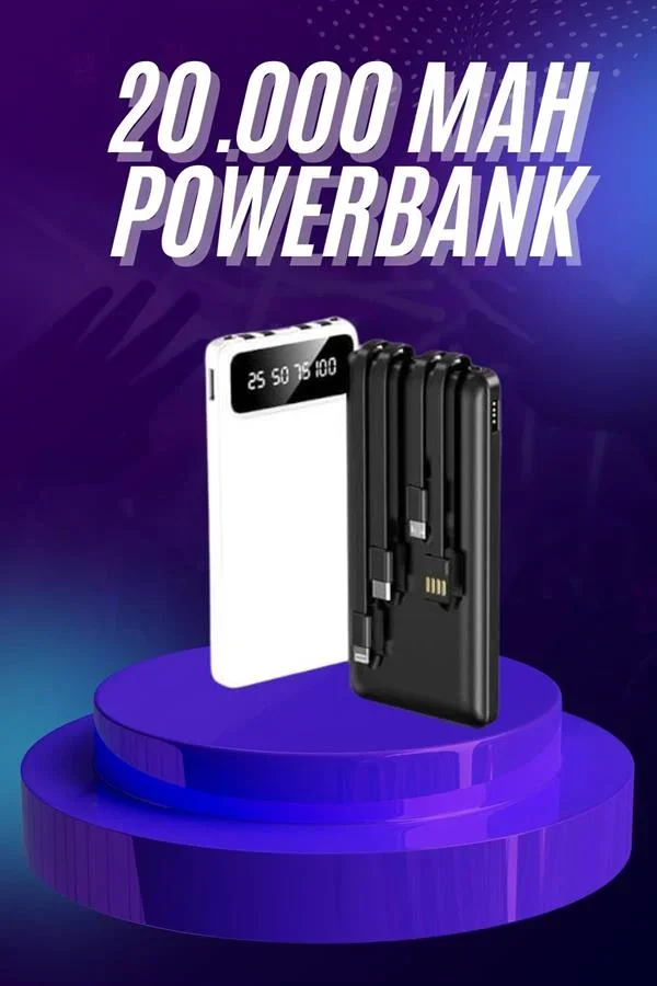 Powerbank 20.000 MAH Hızlı Şarj Özellikli Taşınabilir USB Girişli görsel 2