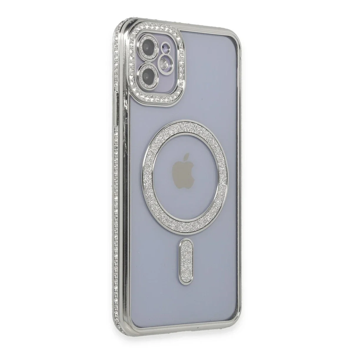 Apple iPhone 11 Kılıf Joke Simli Magneticsafe Kılıf - Gümüş