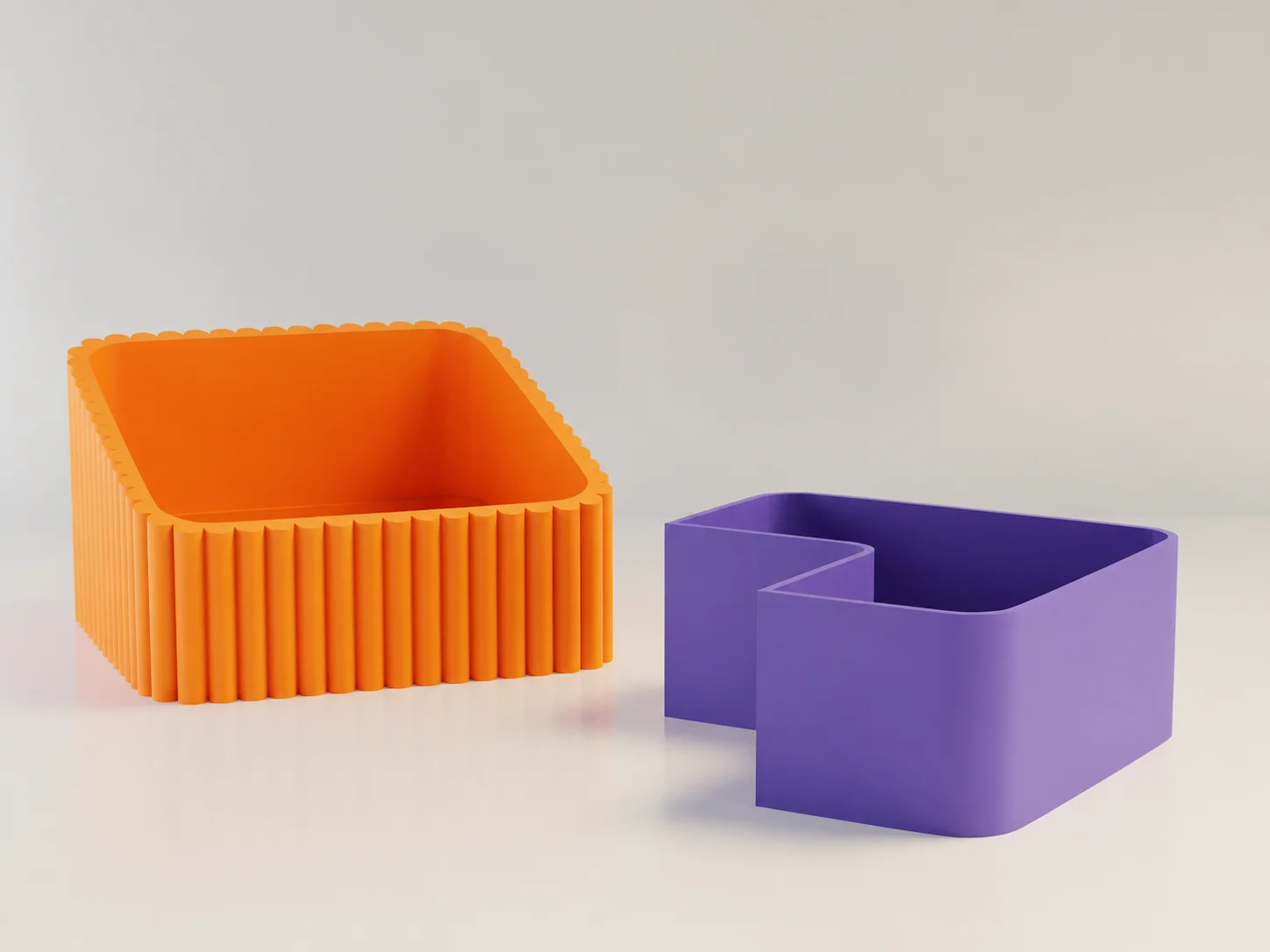 3D Baskı Fıstık Kasesi - Çift Hazneli Kabuk Ayırıcı Sunum Kasesi - Turuncu Mor görsel 2