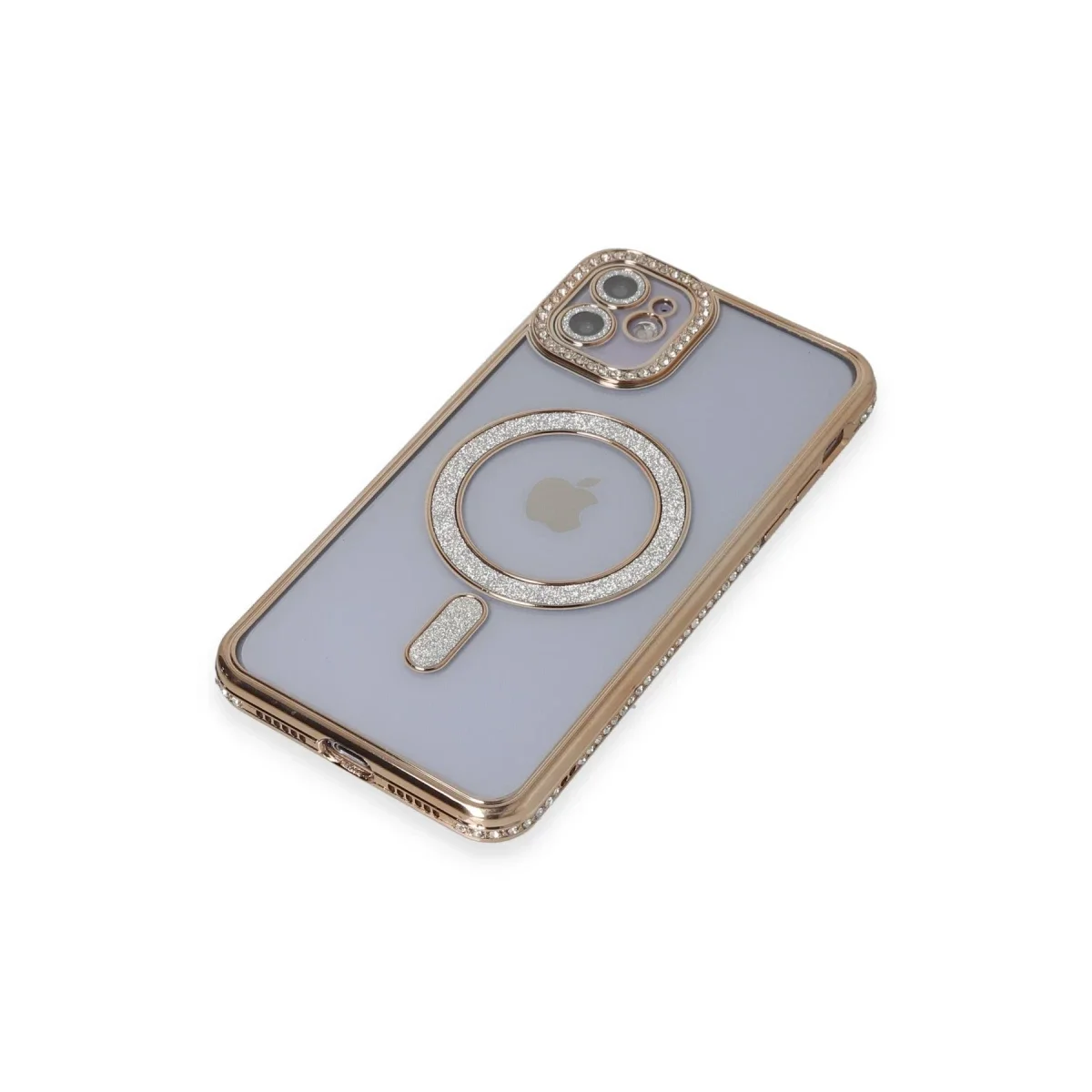 Apple iPhone 11 Kılıf Joke Simli Magneticsafe Kılıf - Gold görsel 3