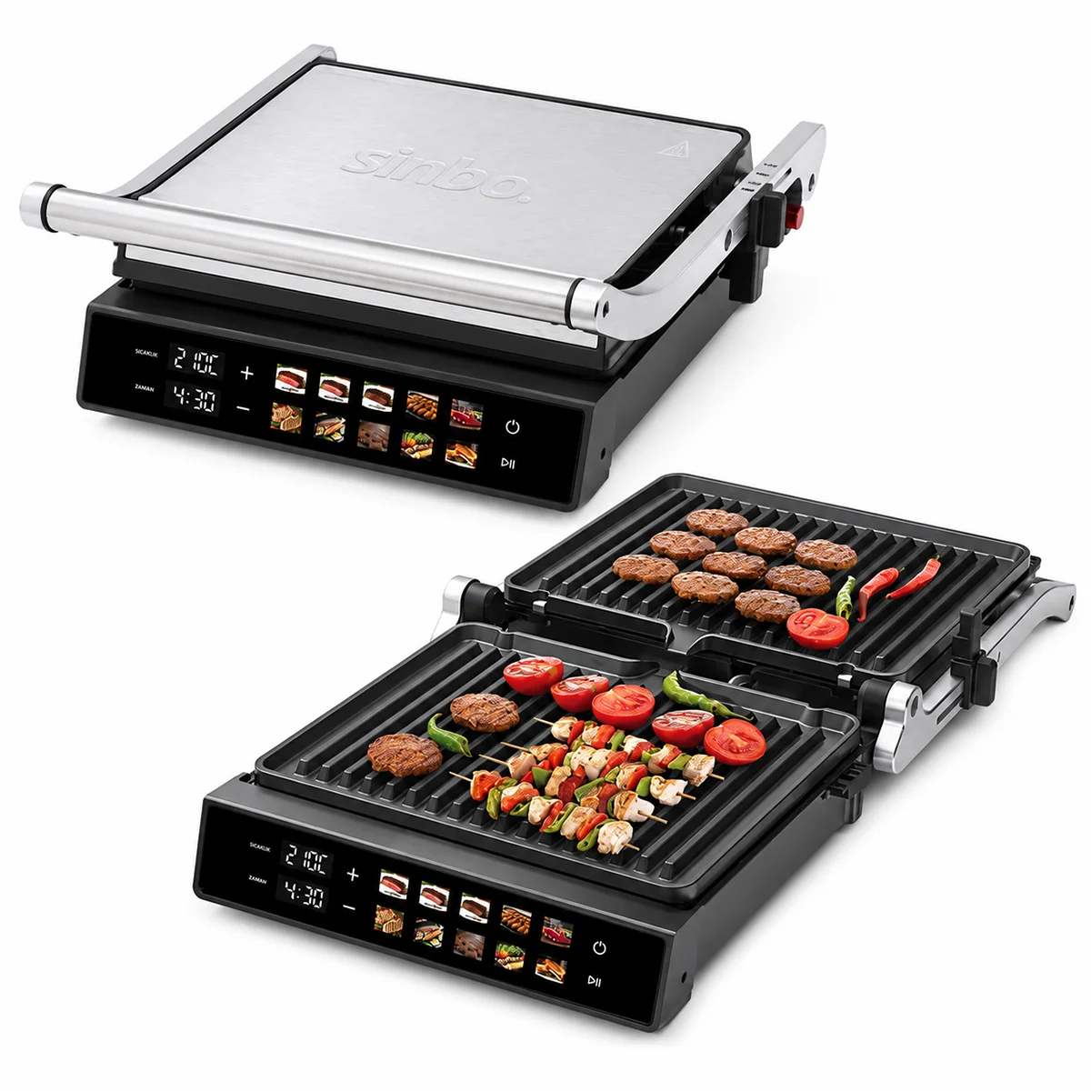Izgara ve Tost Makinesi 4 Dilim 2000W Yapışmaz Dokunmatik görsel 2