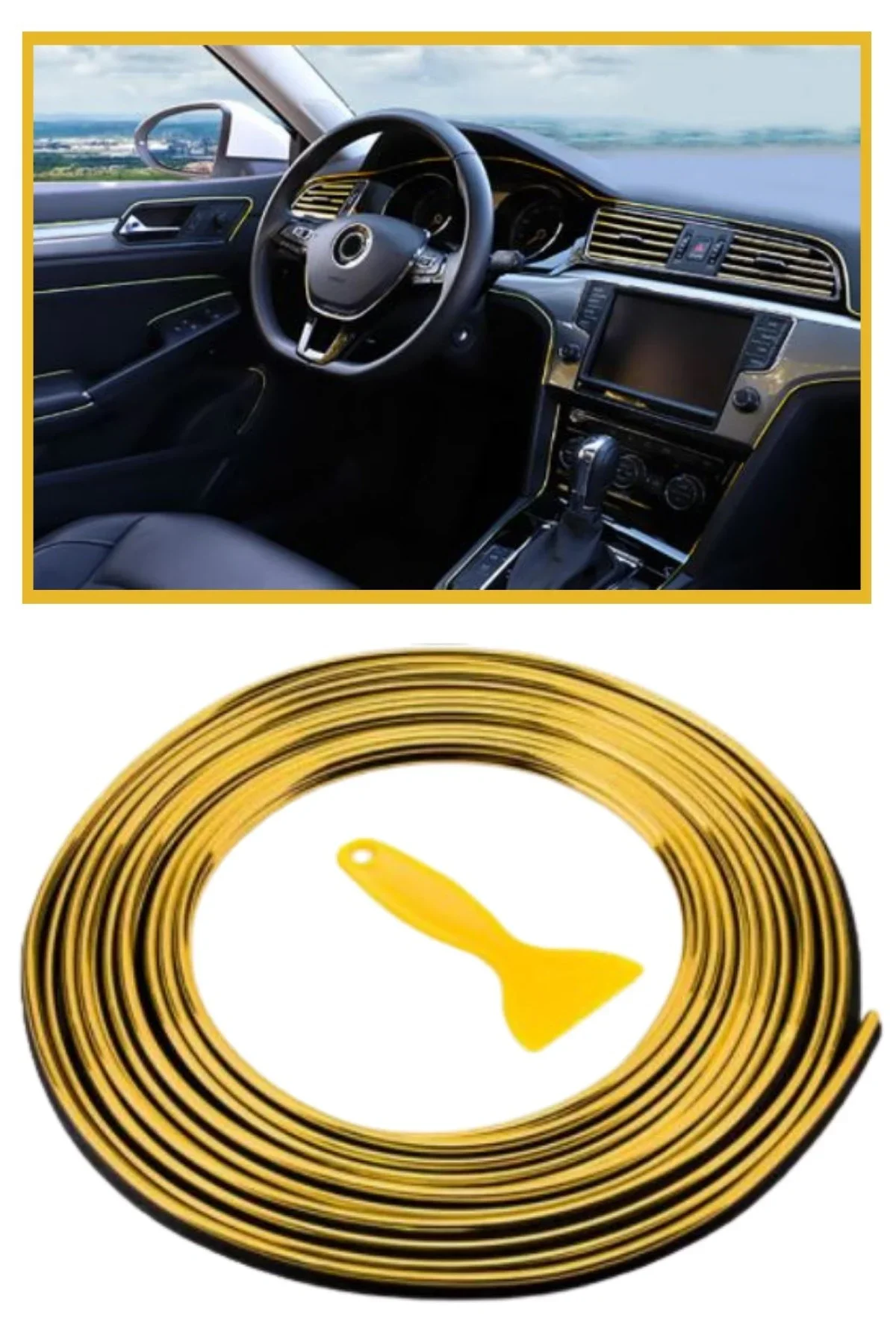Gold Araba Oto Trim Dekorasyon Şeridi Kauçuk Elastik Kolay Kurulum 5 metre Şerit Bant görsel 7