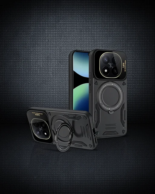 Xiaomi Redmi Note 14 Pro Plus Kılıf Joy Lens Standlı Kapak - Siyah
