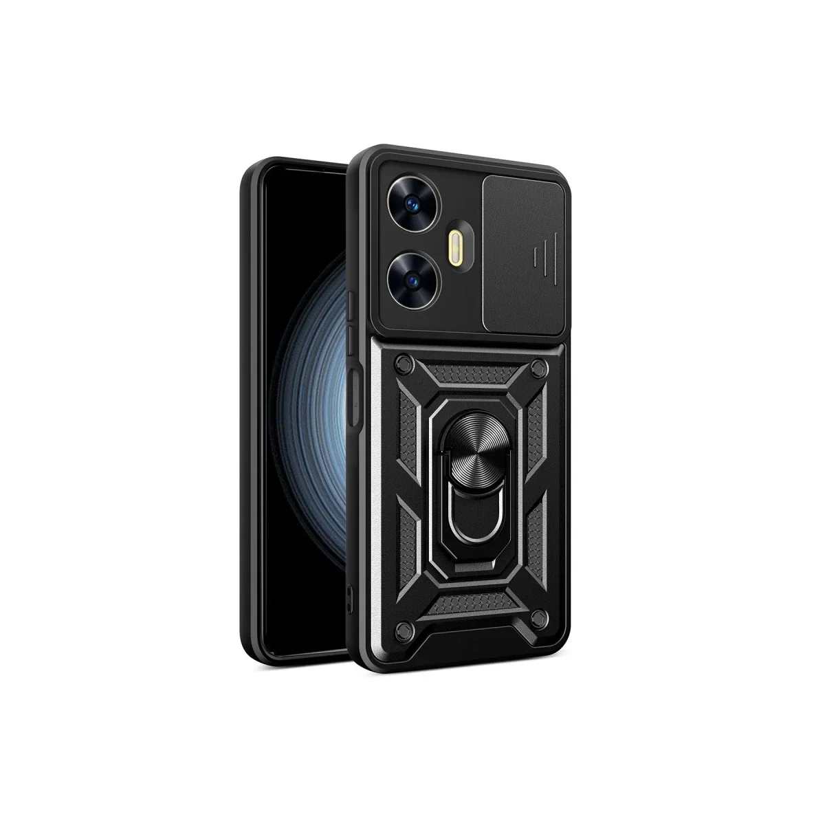 Realme C55 Kılıf Pars Lens Yüzüklü Silikon - Siyah