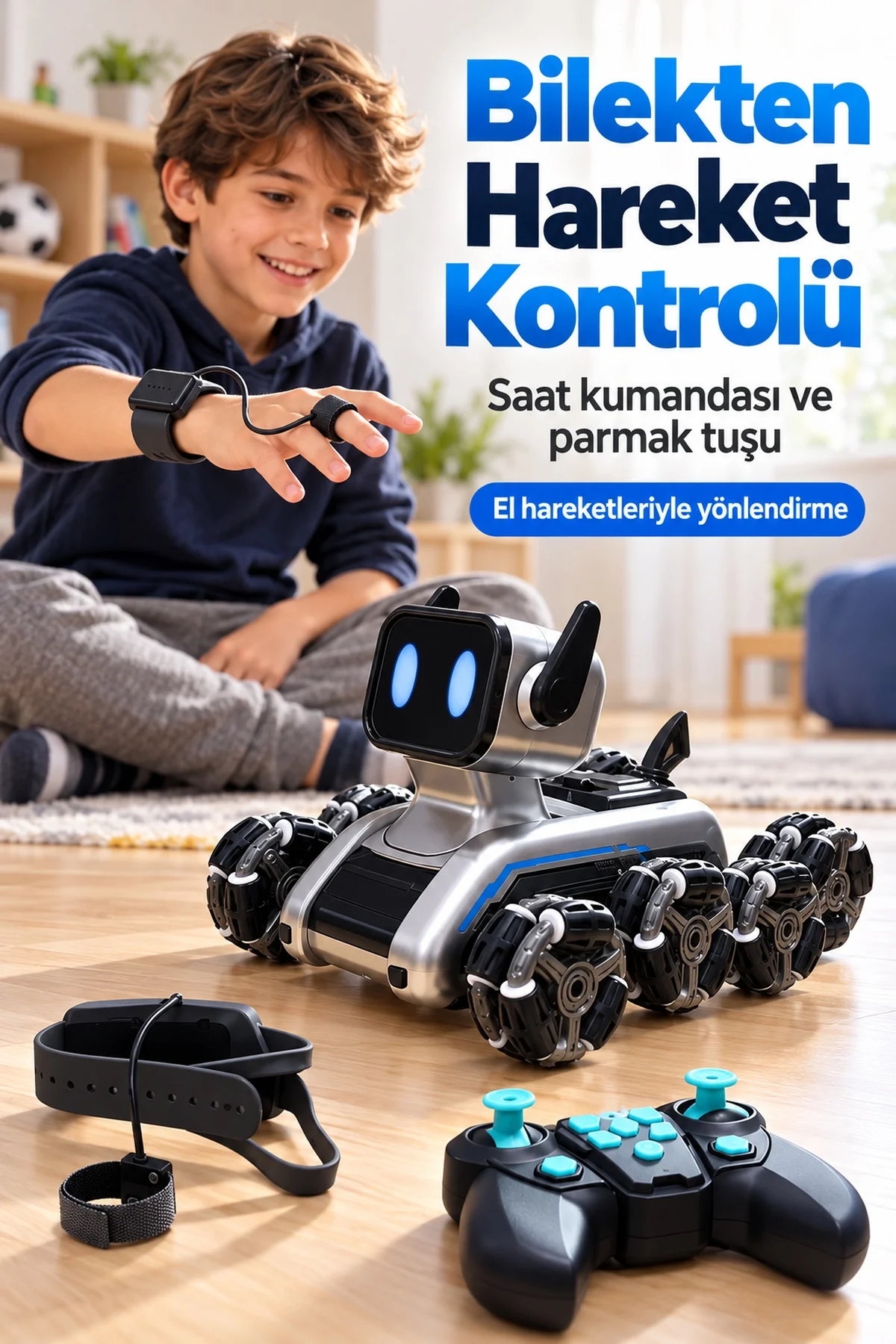 Saat ve El Kumandalı Işıklı Robot Köpek
