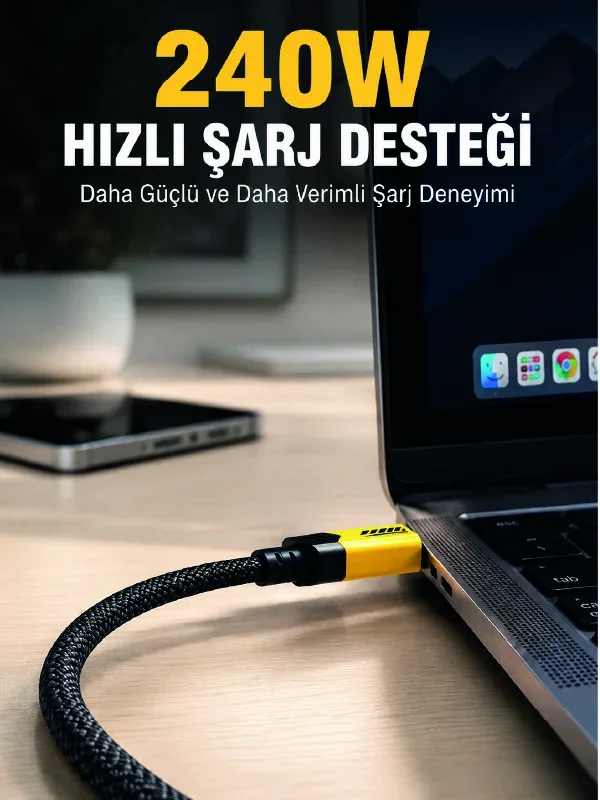 240W 3'ü 1 Arada Hızlı Şarj Kablosu USB Type-C Lightning cro USB