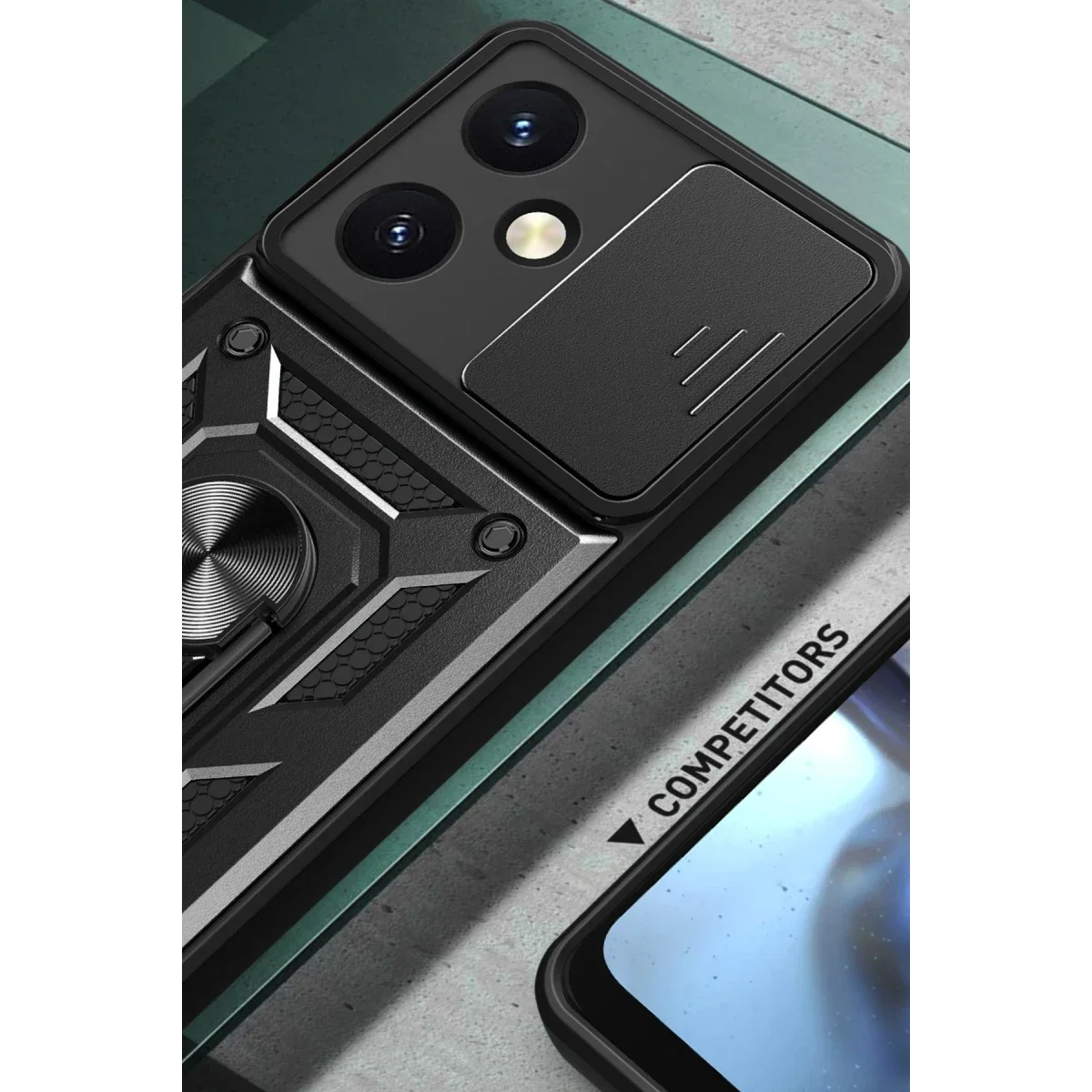 Vivo Y27 Kılıf Pars Lens Yüzüklü Silikon - Siyah görsel 4