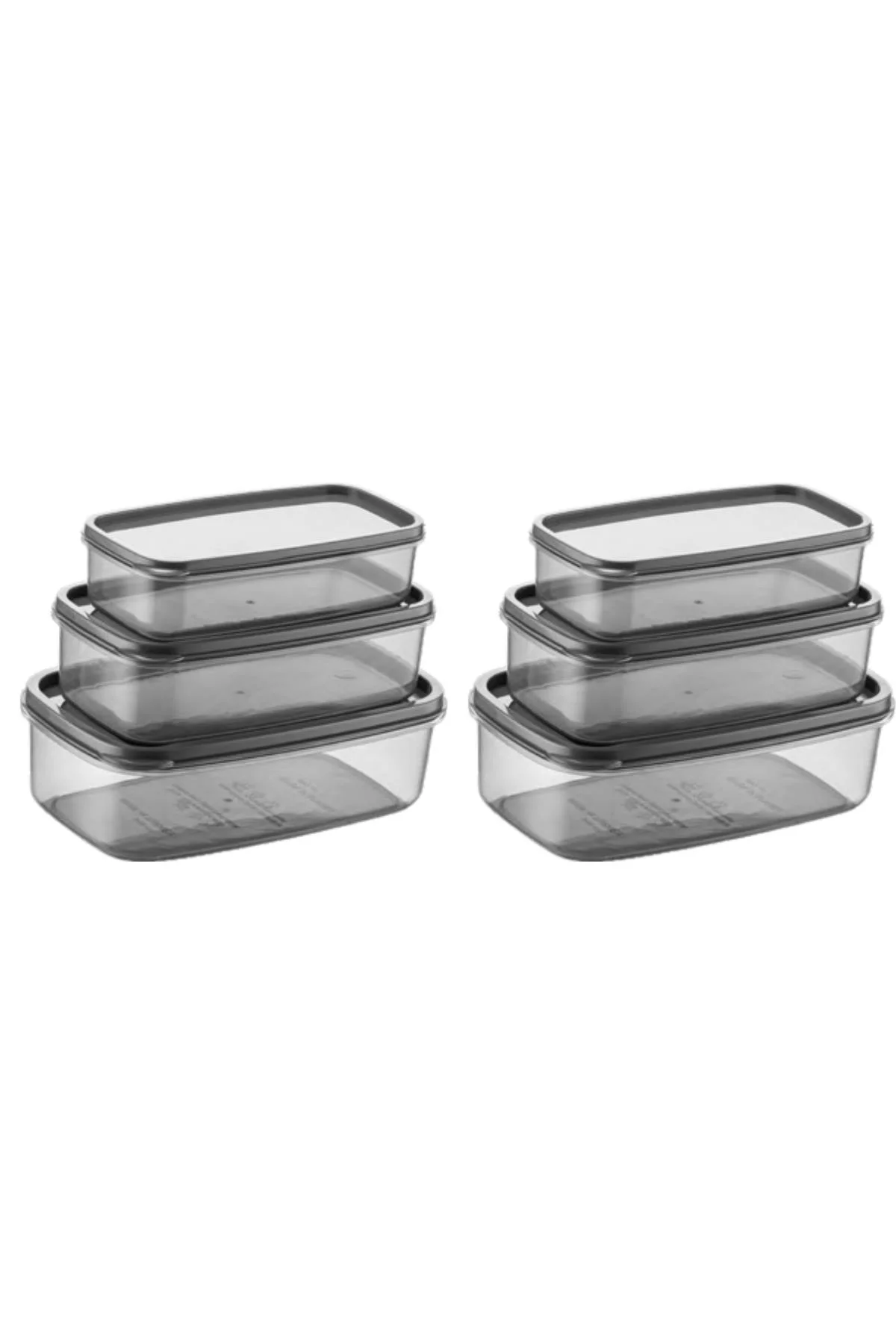 Oval 6 Parça Hava Almaz Sızdırmaz Saklama Kabı Seti Füme 2x(300/500/800 ml) görsel 2