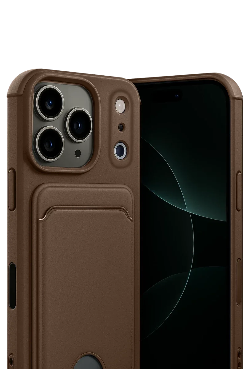 Apple iPhone 17 Pro Kelvin Kartvizitli Silikon - Kahverengi görsel 2
