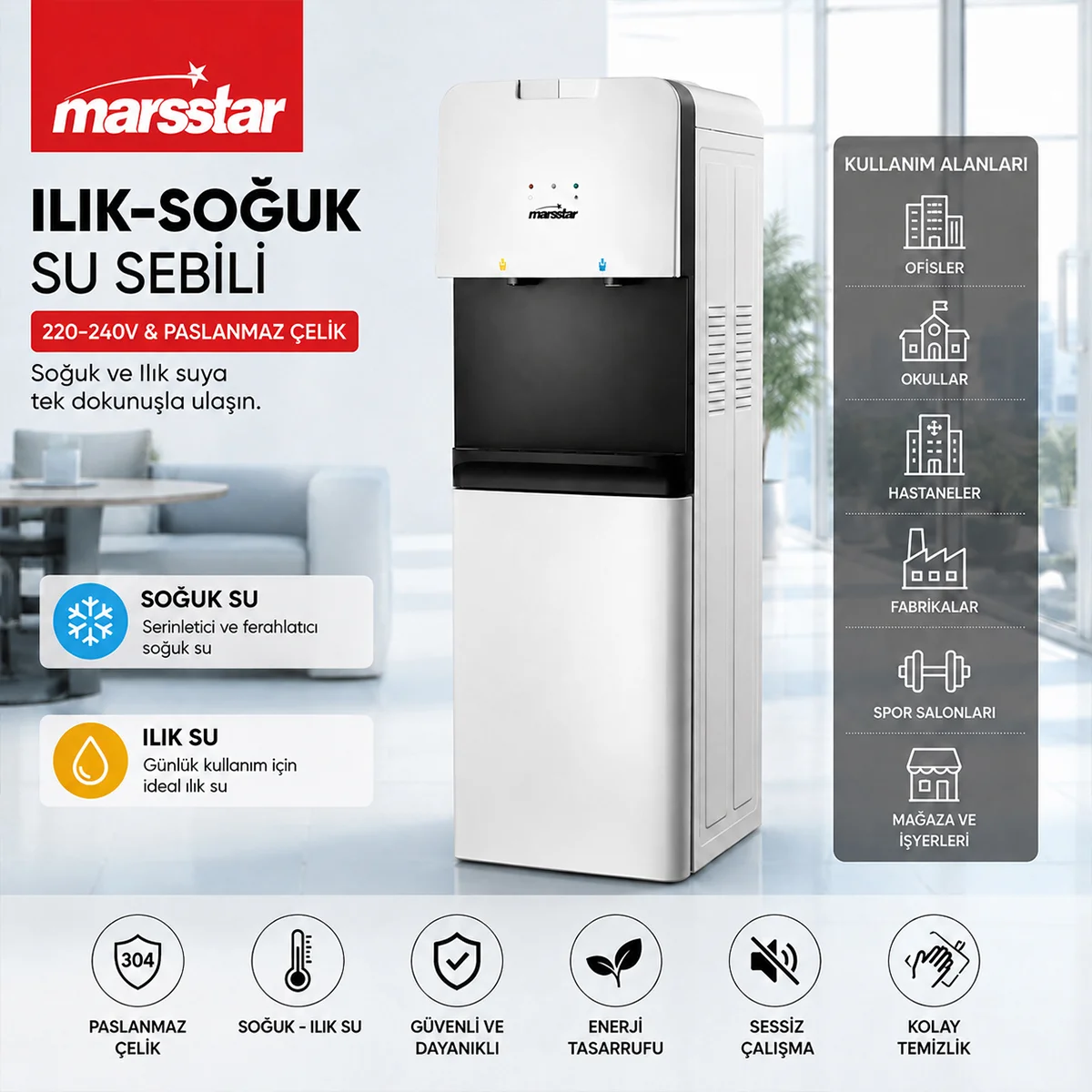 Su Sebili (Sıcak/Soğuk/Ilık) - Paslanmaz Çelik 220-240V görsel 4