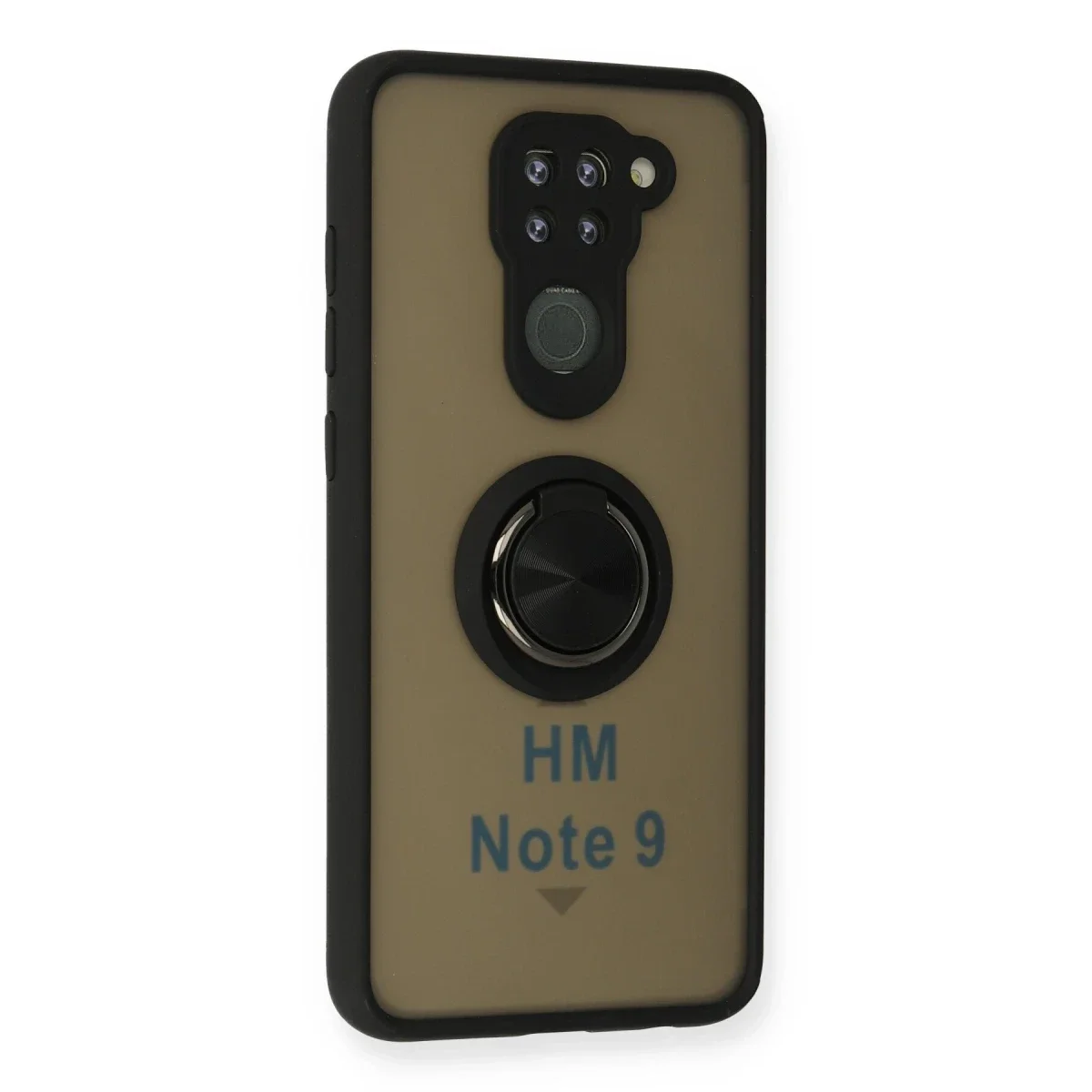 Xiaomi Redmi Note 9 Kılıf Montreal Yüzüklü Silikon Kapak - Siyah görsel 2