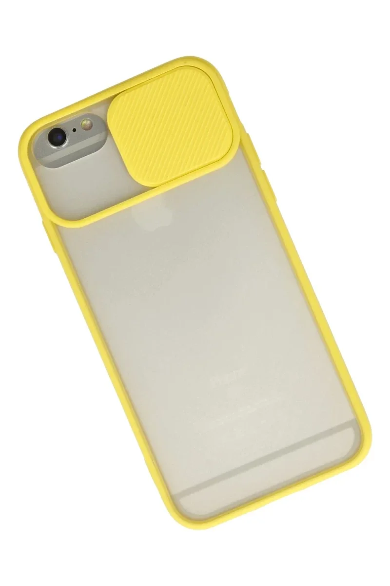 Apple iPhone 6 Plus Kılıf Palm Buzlu Kamera Sürgülü Silikon - Sarı görsel 2