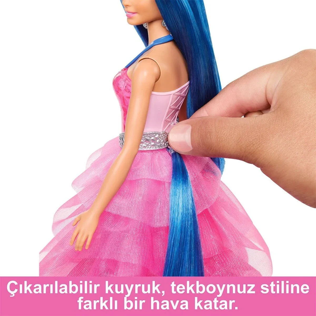 HRR16 Barbie Mavi Saçlı Prenses Bebek görsel 3