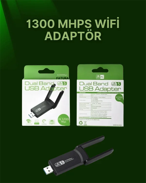 USB 3.0 Wireless Adaptör – 2.4GHz & 5GHz Destekli görsel 2