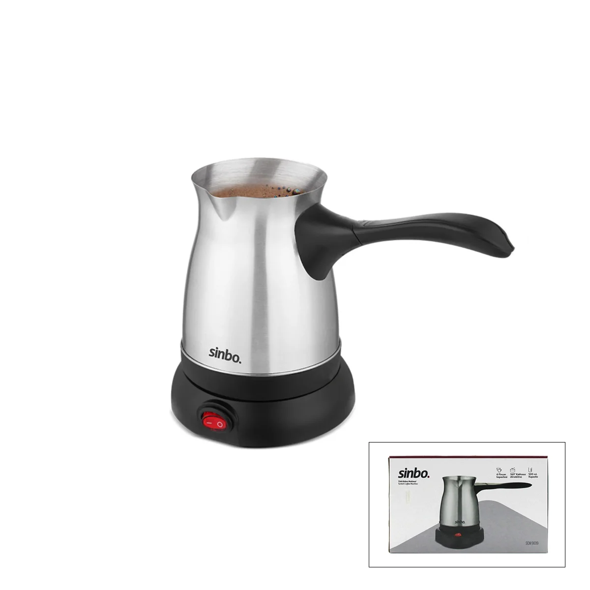 Çelik Elektrikli Cezve - Türk Kahvesi Makinesi 500 ml (6 Fincan) 360° Kablosuz görsel 2