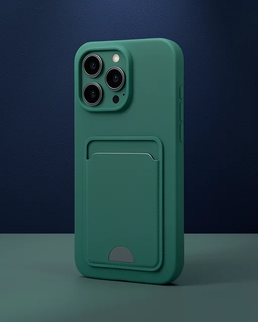 Apple İphone 16 Plus Kılıf Kelvin Kartvizitli Silikon - Koyu Yeşil