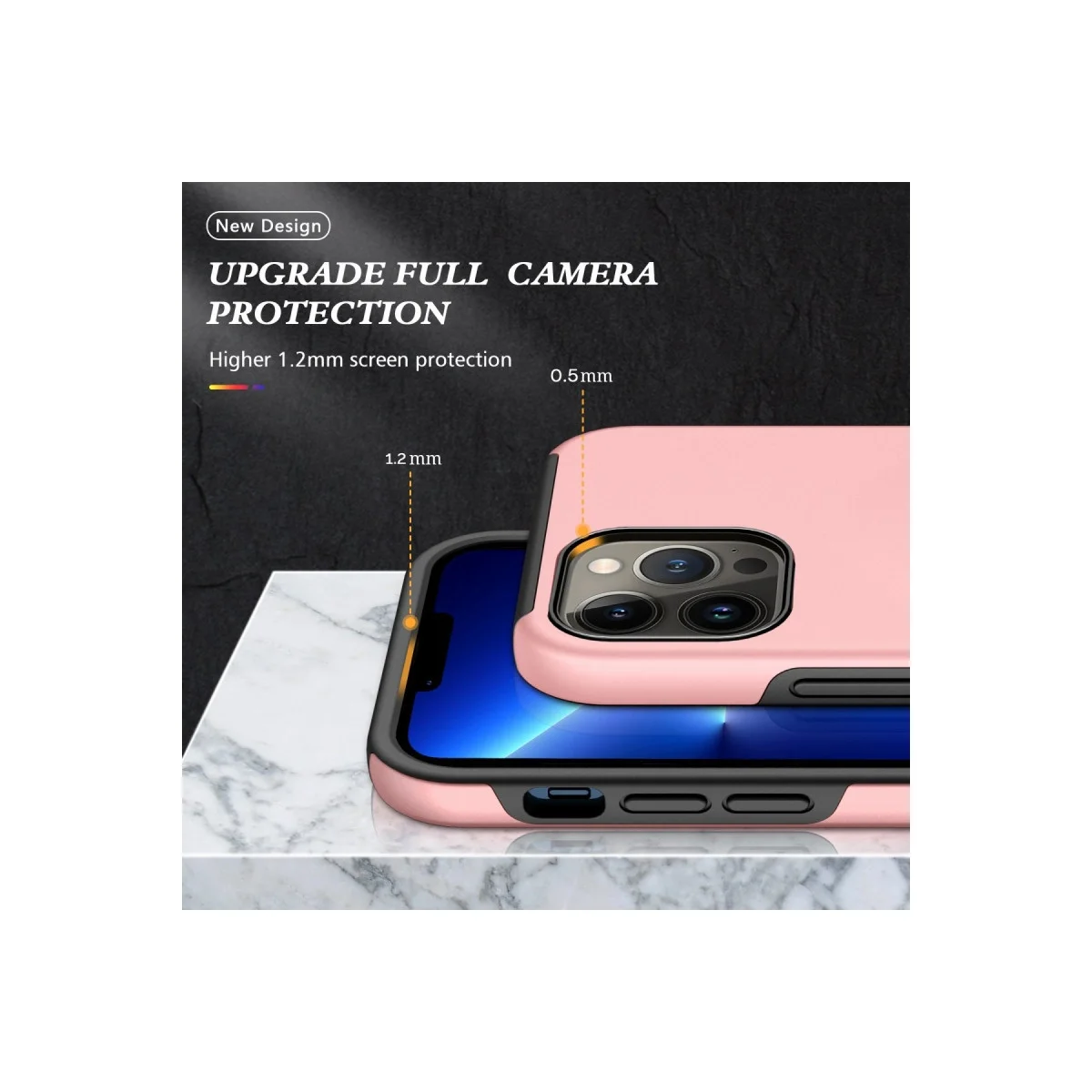 Apple İphone 13 Pro Max Kılıf Elit Yüzüklü Kapak - Pembe görsel 7