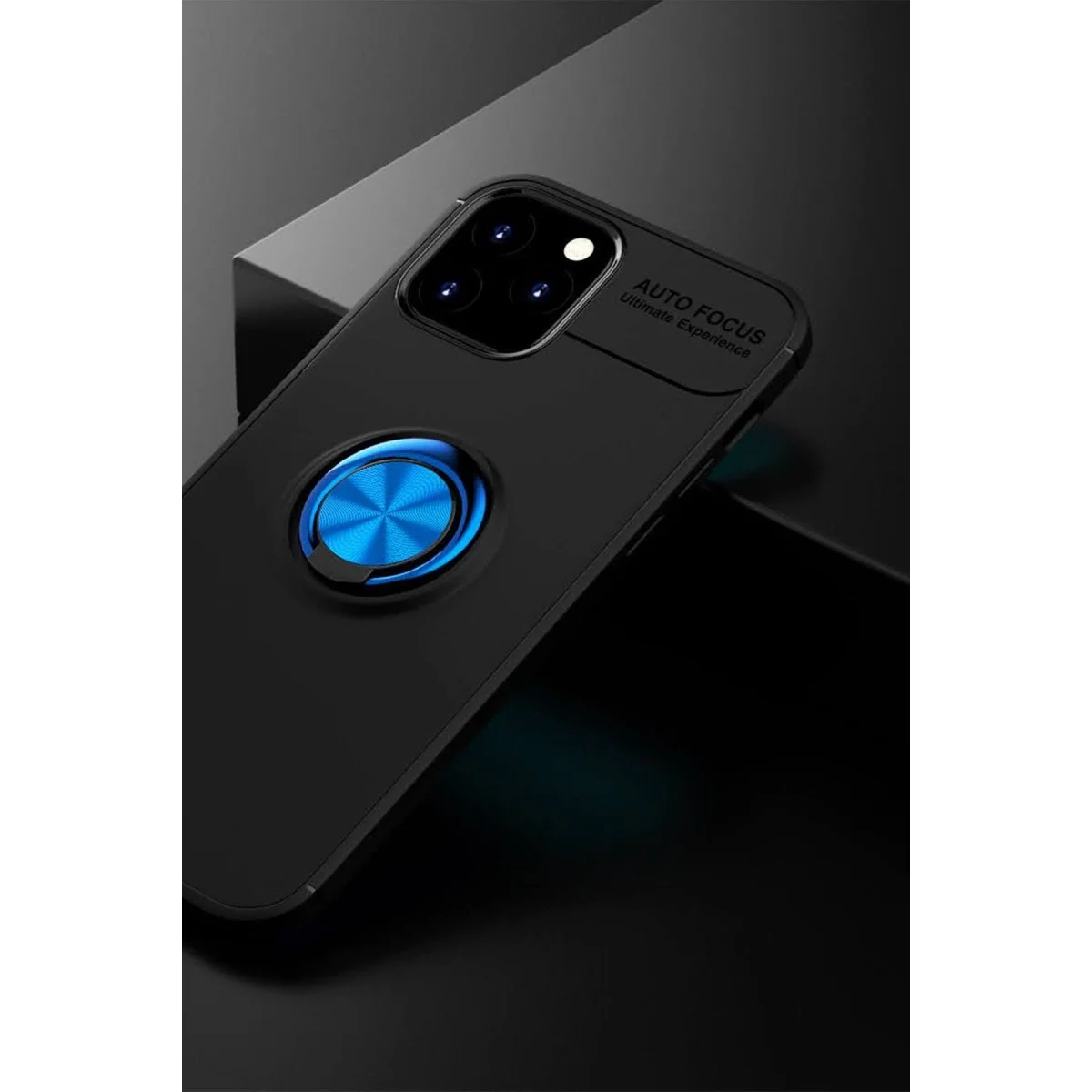 Apple İphone 12 Kılıf Range Yüzüklü Silikon - Siyah-mavi görsel 2