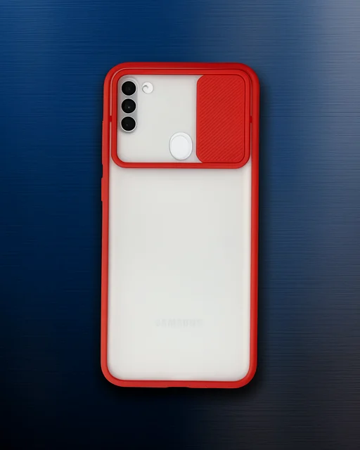 Samsung Galaxy A11 Kılıf Palm Buzlu Kamera Sürgülü Silikon - Kırmızı