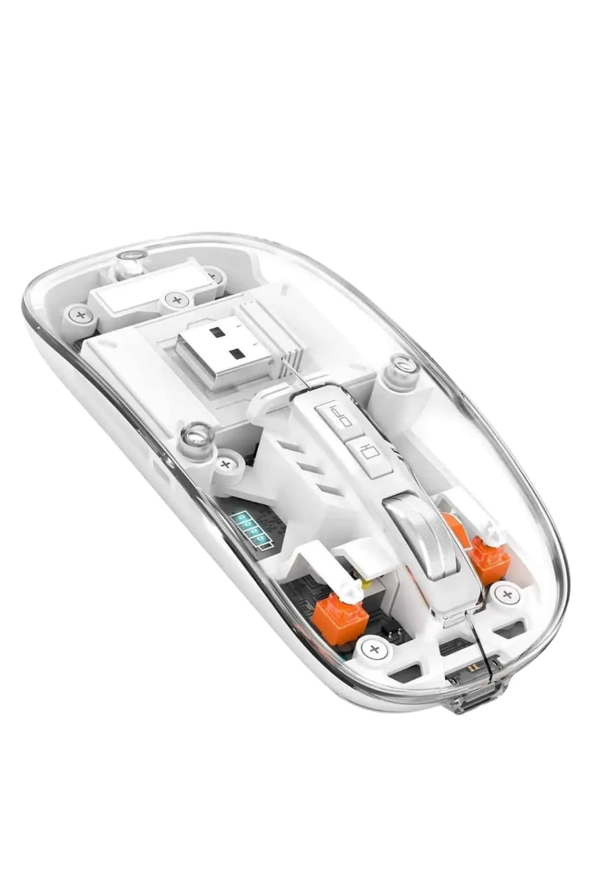 Sessiz Tıklama Çift Modlu Bluetooth Ve Alıcı Şeffaf Mouse Fare görsel 4